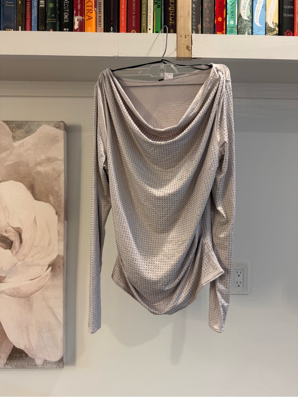 H&M sequin Cowl Neck Sweater in Light Gray